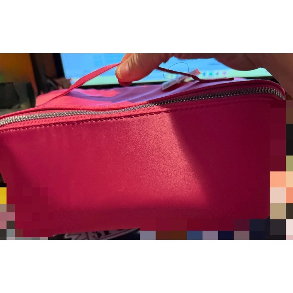 Pink Zip Around Travel Case Women OS Pink NEW Satin Finish Organizer